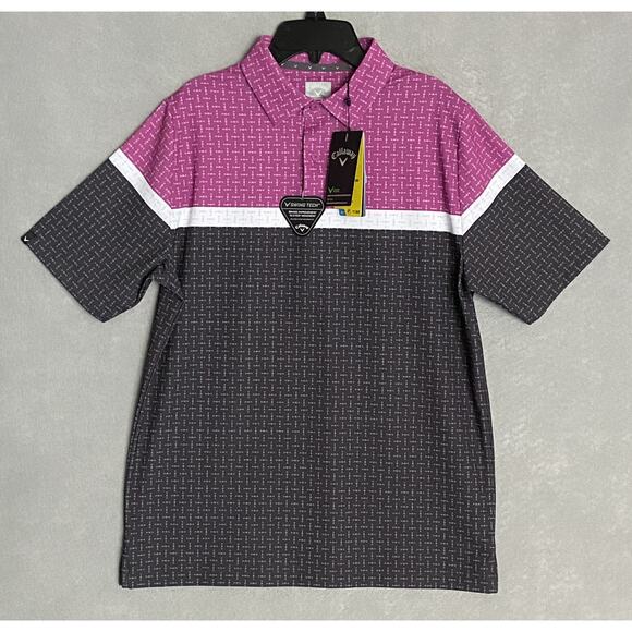Callaway Men's Small Swing Tech Polo Shirt Sleeve UPF 50 Purple Orchid NEW - Picture 2 of 16